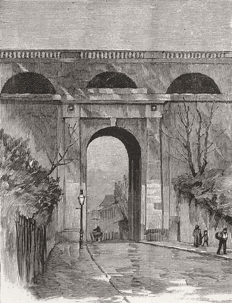 LONDON. Archway from Islington Side, Highgate 1886 old antique print picture